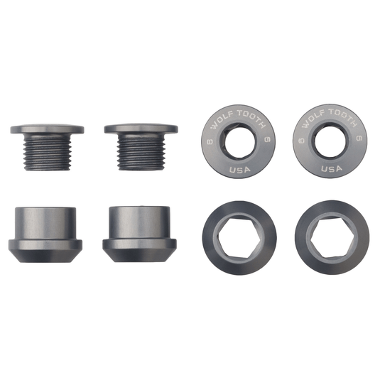 Wolf Tooth 1x Chainring Bolt Set - 7075-T6 Aluminum, Raw Silver