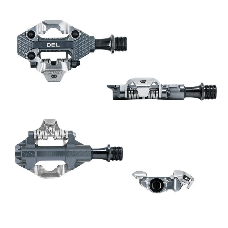 Load image into Gallery viewer, Wolf Tooth MK0 DEL Gravel Race Clipless Pedals - Single Sided Clipless, Alloy, 9/16", Shadow Gray, Pair, Shimano SPD
