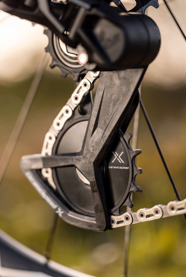Load image into Gallery viewer, Ceramic Speed OSPW X Pulley Wheel System - For SRAM Eagle T-Type AXS Rear Derailleur, Black Cage with Black Pulley
