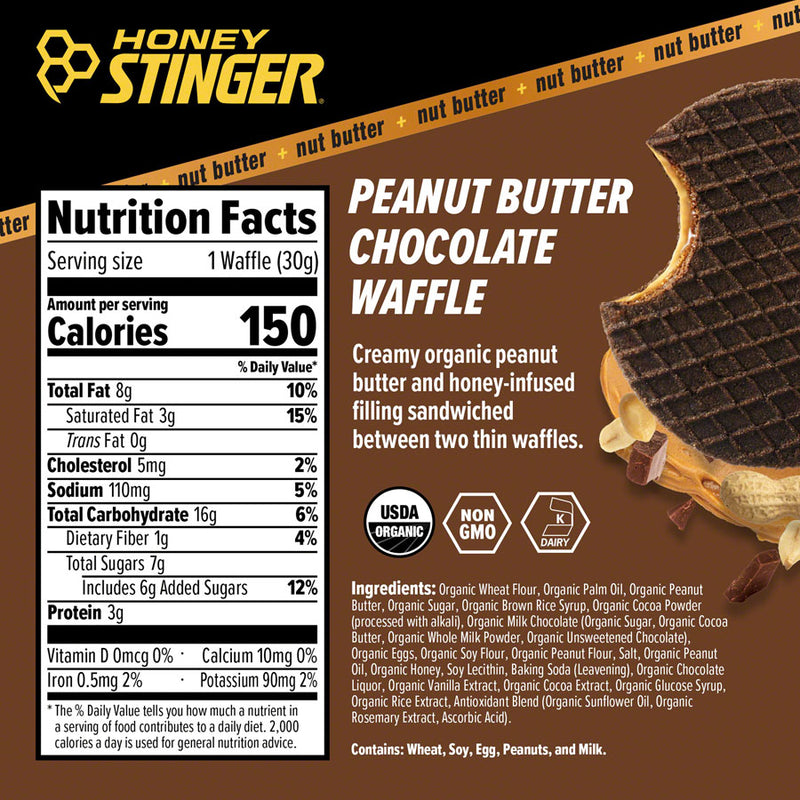 Load image into Gallery viewer, Honey Stinger Organic Peanut Butter Stinger Waffle Energy Peanut Butter Chocolate Box of 12 Yes
