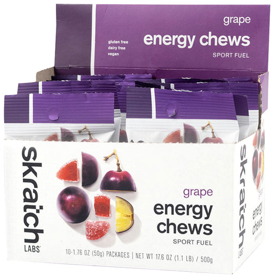 Skratch Labs Sport Chews - Grape, Box 10 Single Serve Packets Pack of  10