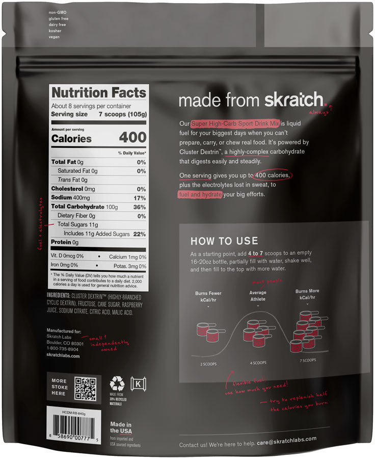 Load image into Gallery viewer, Skratch Labs Super High Carb Sport Mix - Raspberry, 16 Serving Pouch
