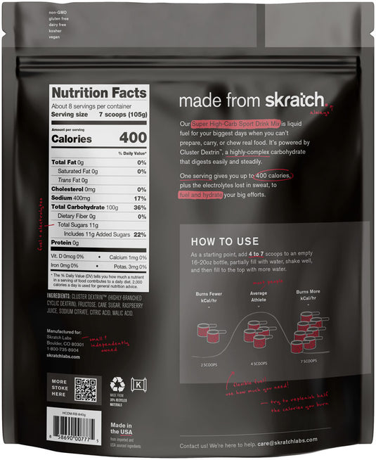 Skratch Labs Super High Carb Sport Mix - Raspberry, 16 Serving Pouch