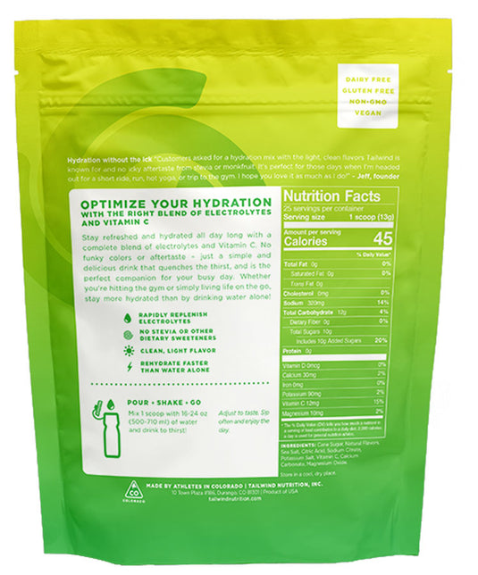 Tailwind Nutrition Rapid Hydration Lemon Lime - 25 Serving Bag