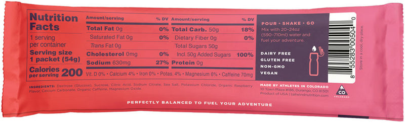 Load image into Gallery viewer, Tailwind Nutrition Endurance Fuel Raspberry - Caffeinated, Box of 12 Single Servings
