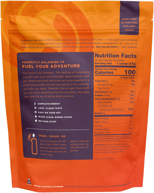 Tailwind Nutrition Tailwind Endurance Fuel 30 Servings Tailwind Mandarin Orange 30s Energy Food