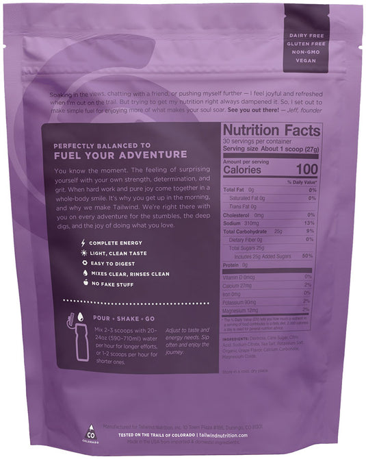 Tailwind Nutrition Endurance Fuel Grape - 30 Serving Bag