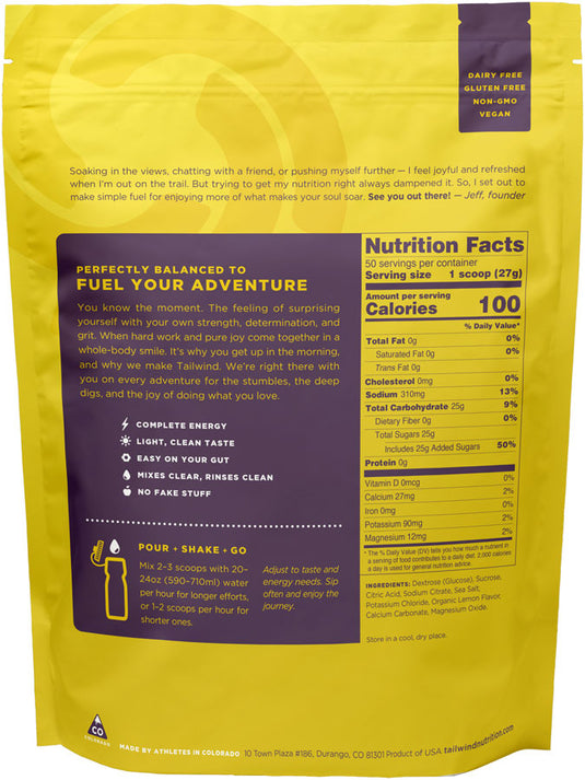 Tailwind Nutrition Endurance Fuel Lemon - 50 Serving Bag