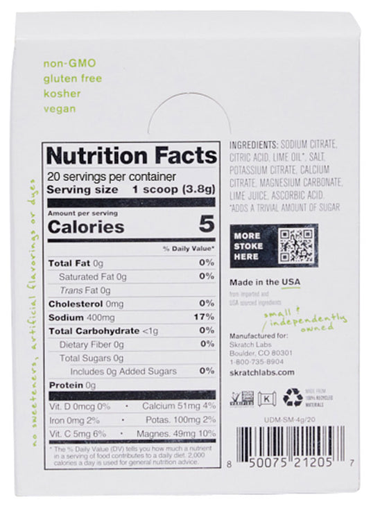 Skratch Labs Unsweetened Hydration Sport Drink Mix - Salted Margarita, Single Serving 20-Pack
