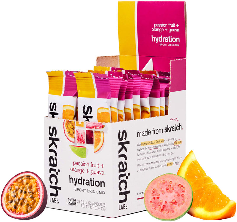 Load image into Gallery viewer, Skratch Labs Hydration Sport Drink - Passion Fruit/Orange/Guava, Single Serving 20-Pack
