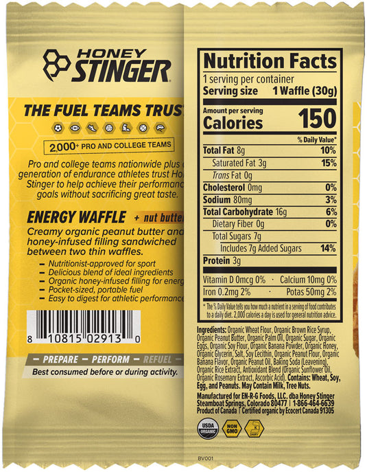 Honey Stinger Organic Waffle - Peanut Butter Banana, Box of 12 Pack of  12