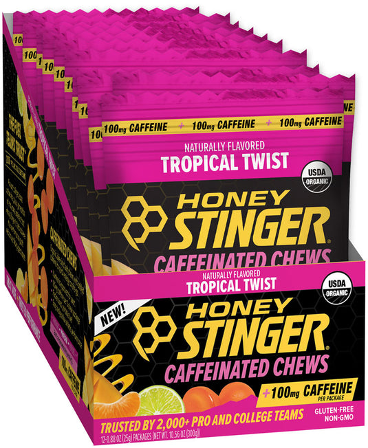 Honey Stinger High Caffeinated Energy Chews - Tropical Twist, Box of 12 Packets Pack of  12