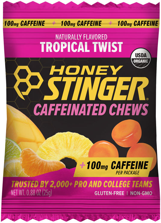 Honey Stinger High Caffeinated Energy Chews - Tropical Twist, Box of 12 Packets Pack of  12