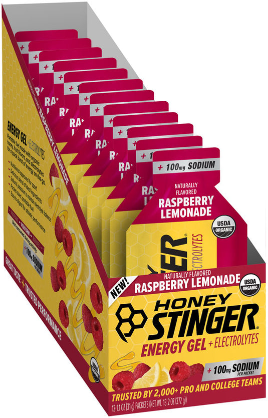 Honey Stinger Electrolyte Energy Gel - Raspberry Lemonade, Box of 12 Pack of  12