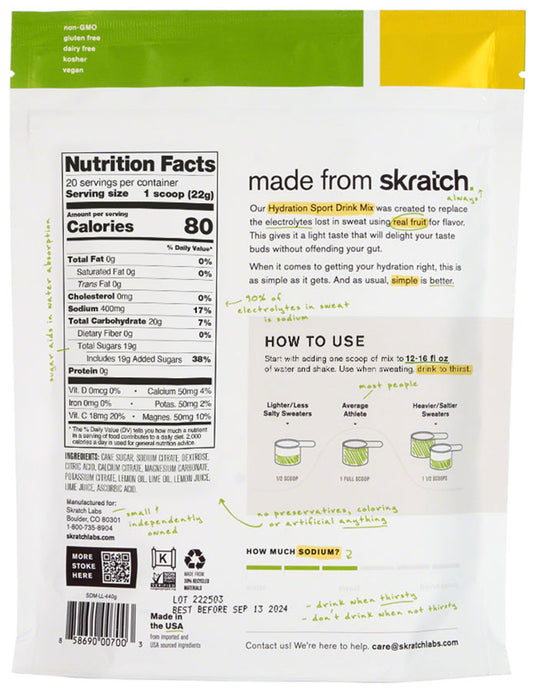 Skratch Labs Skratch Sport Drink Mix Single Sport Mix Lmn Lime 20s Sport & Recovery Drinks