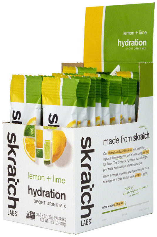 Skratch Labs Sport Hydration Drink, Drink Mix, Lemon/Lime, Individual Packs, 20 servings, 20pcs