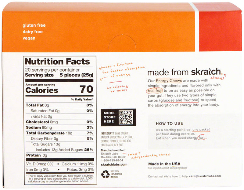 Load image into Gallery viewer, Skratch Labs Skratch Labs Sport Chews Sport Chews Orange Energy Chews Pack of  10
