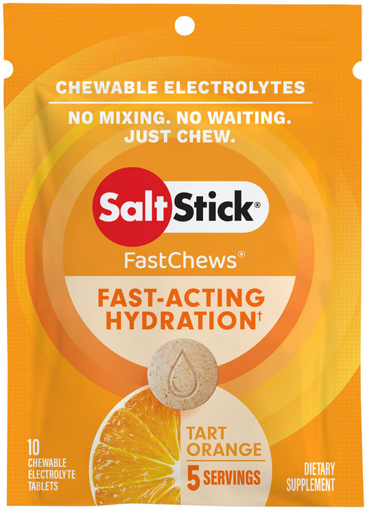 Saltstick Fastchews Chewable Electrolyte tablets POP: Box of 12 Packets, Orange