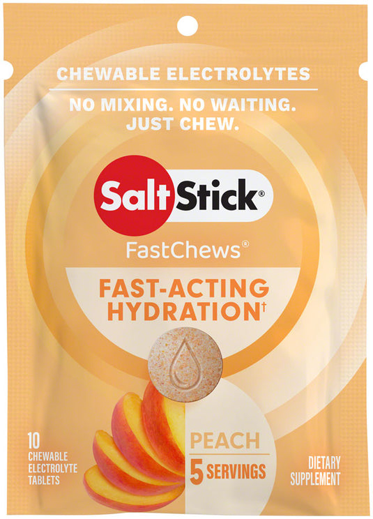 Saltstick Fastchews Chewable Electrolyte Tablets POP: Box of 12 Packets, Perfectly Peach