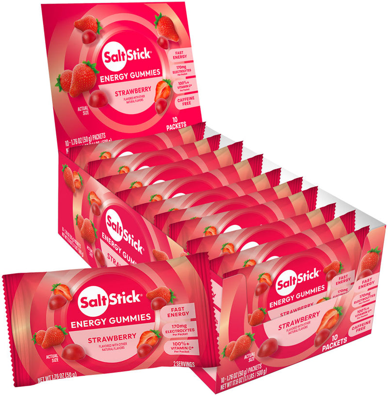 Load image into Gallery viewer, SaltStick Strawberry Energy Gummies - Pack of 10

