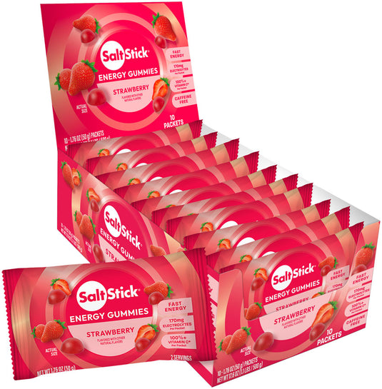 SaltStick Strawberry Energy Gummies - Pack of 10