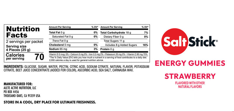 Load image into Gallery viewer, SaltStick Strawberry Energy Gummies - Pack of 10
