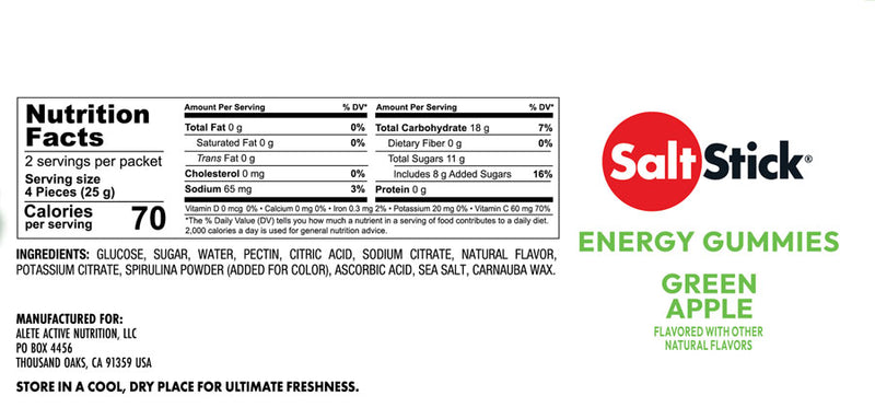Load image into Gallery viewer, SaltStick Green Apple Energy Gummies - Pack of 10
