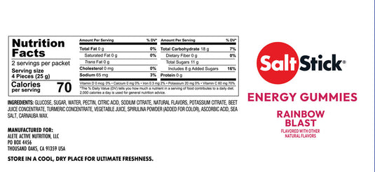 SaltStick Rainbow Blast Energy Gummies - Pack of 10