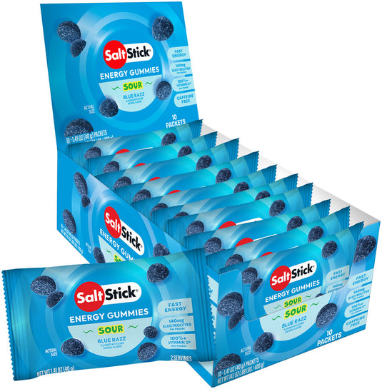 SaltStick Sour Blue Razz Berry Energy Gummies - Pack of 10