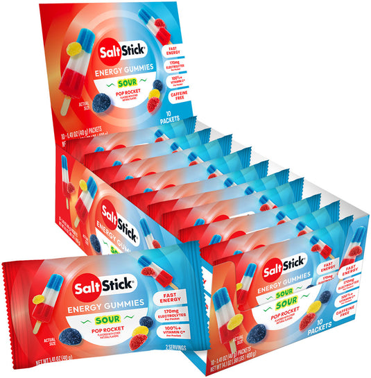 SaltStick Sour Pop Rocket Energy Gummies - Pack of 10