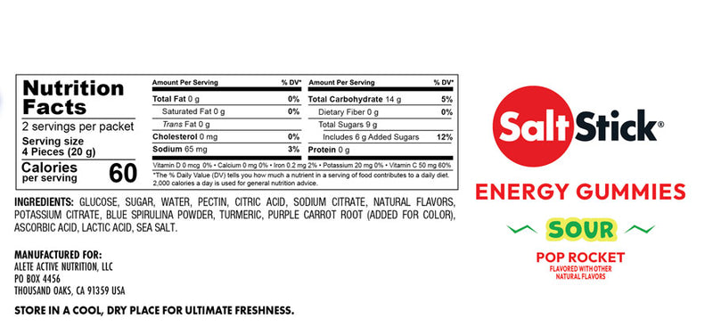 Load image into Gallery viewer, SaltStick Sour Pop Rocket Energy Gummies - Pack of 10
