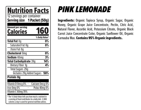 Honey Stinger Organic Energy Chews Box of 12 Energy Pink Lemonade Box of 12 Yes