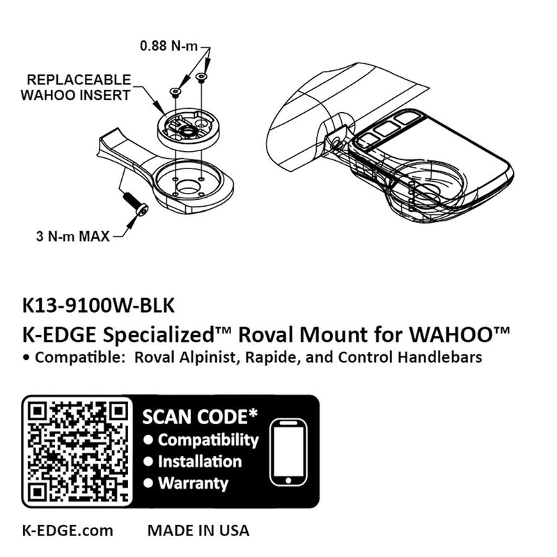 Load image into Gallery viewer, K-EDGE Wahoo Specialized Roval Computer Mount - Black Anodized, Compatible up to Garmin 1050
