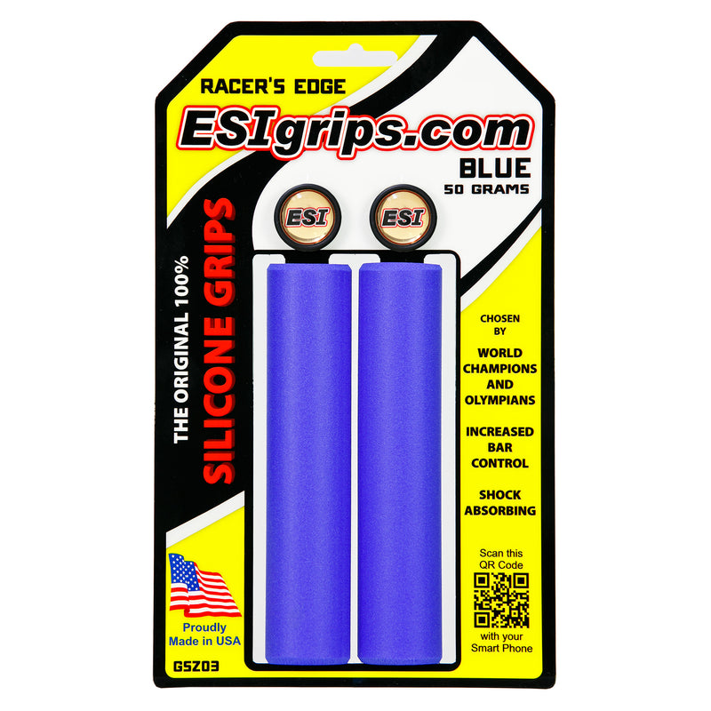 Load image into Gallery viewer, ESI 30mm Racer's Edge Silicone Grips Blue Silicone Made In USA 130mm Round
