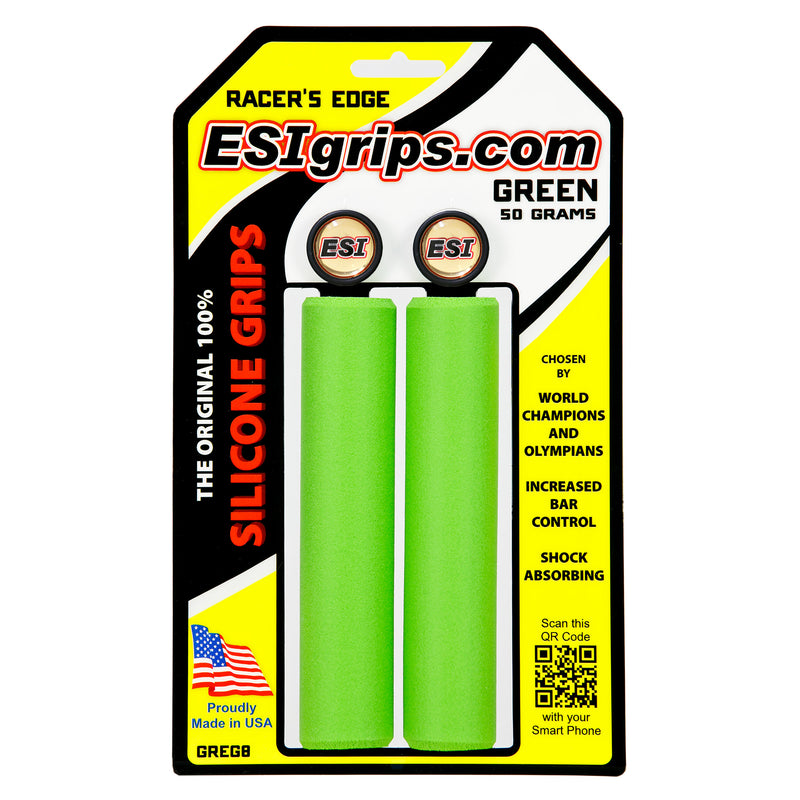 Load image into Gallery viewer, ESI Racer's Edge 30mm Green Silicone Bicycle Grips Made In The USA
