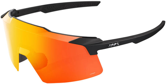 100% Aerocraft Sunglasses - Soft Tact Black/Hiper Red Mirror Lens