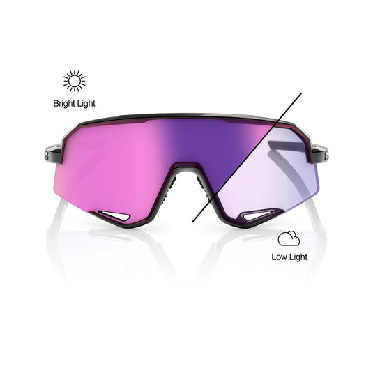100% Slendale Sunglasses - Gloss Black/Purple Mirror Photochromic Lens