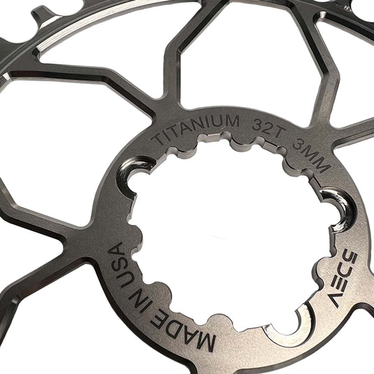 5Dev Titanium 3-Bolt Chainring, 3mm Offset, 30T, Raw/Silver