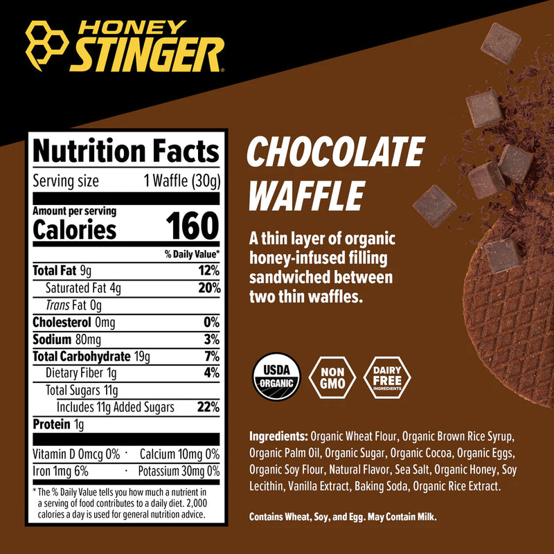Load image into Gallery viewer, Honey Stinger Organic Stinger Waffle Box of 12 Energy Chocolate Box of 12 Yes
