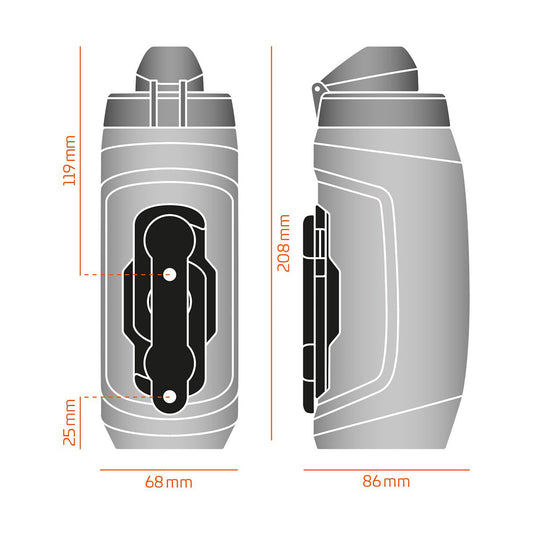 Fidlock TWIST Water Bottle Cage Set - Bike Base Mount, Bolt-On, 590ml, Smoke