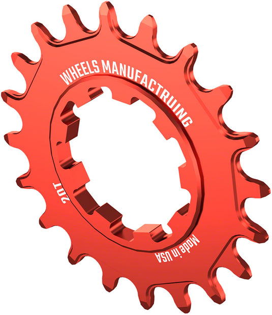 Wheels Manufacturing SOLO-SPEED Cog - 20t, Fits SOLO-SPLINE and SOLO-XD kits, Red
