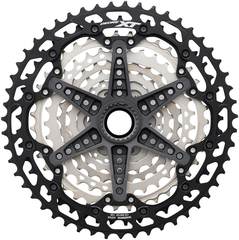 Load image into Gallery viewer, Shimano XT CS-M8100 Cassette - 12-Speed, 10-45t, Silver/Black, Micro Spline
