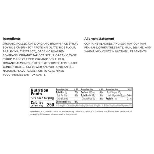 Clif Bar Original Dairy Free with Organic Ingredients: Blueberry Crisp Box of 12