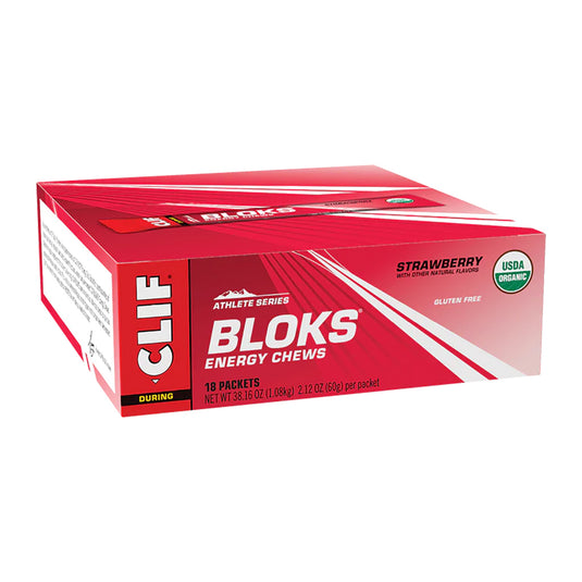 Clif Shot Bloks Strawberry Box Of 18 Usda Organic Energy & Electrolyte Chews