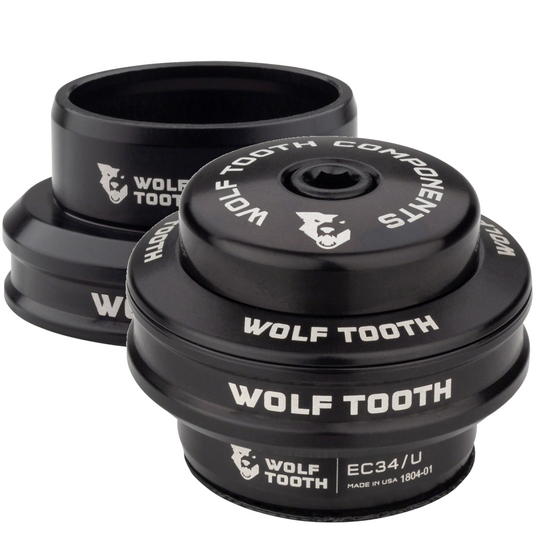 Wolf Tooth Performance Headset Bundle EC34/28.6 & 30 Black Aluminum Bearings, Sealed, Lightweight, High-Load Durability