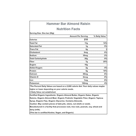 Hammer Nutrition Hammer Bar, Almond-Raisin, 12/Count