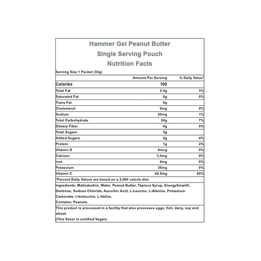 Hammer Gel: Peanut Butter, 24 Single Serving Packets