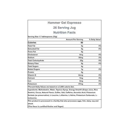 Hammer Nutrition Hammer Gel, Espresso, 1lb 14oz Jug