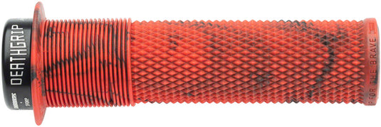 DMR DeathGrip Flanged Grips - Thin, Lock-On, Marble Red