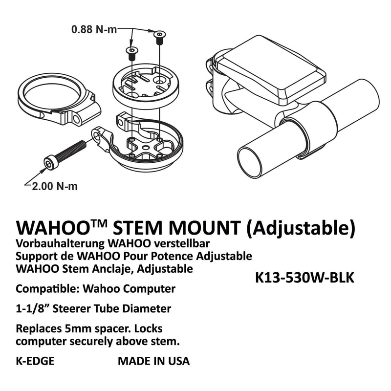 Load image into Gallery viewer, K-EDGE Adjustable Stem Mount for Wahoo Bolt and ELEMNT Computers: Black
